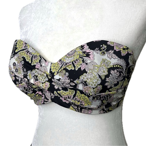 Victoria’s Secret Bikini Top Twist Front Strapless Bandeau Underwire Floral 36D - Picture 1 of 16